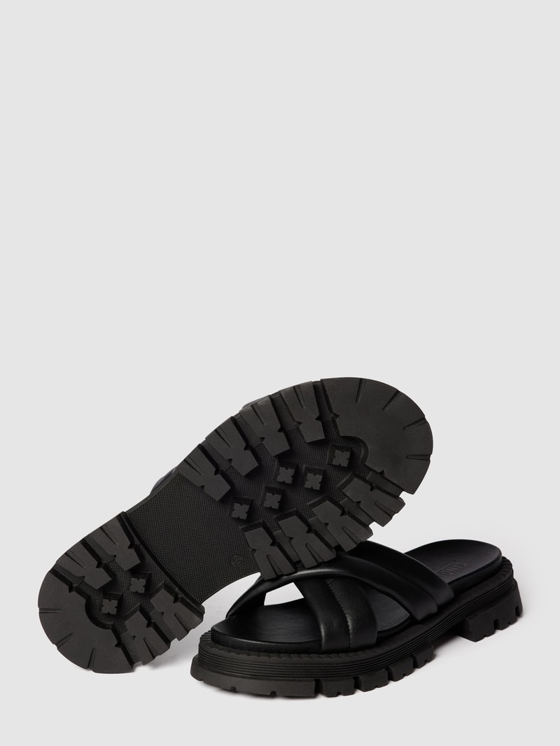 Slides mit gekreuzten Riemen in schwarz