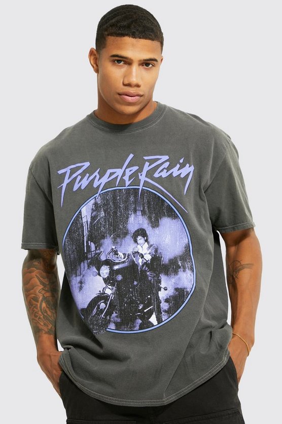 Oversize T-Shirt mit lizenziertem Prince-Print und Acid-Waschung