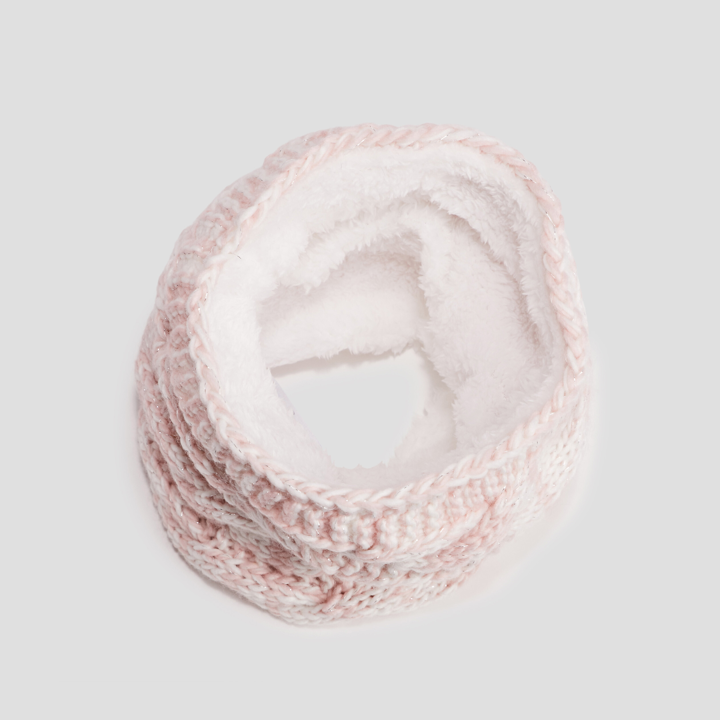 Snood fourré à torsades rose fille | La Halle
