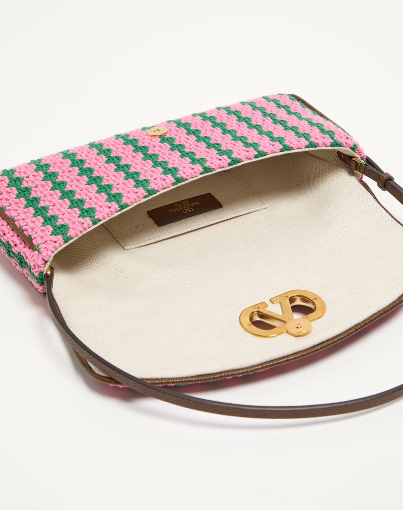 Bolsa de ombro pequena Valentino Garavani Devain em crochê