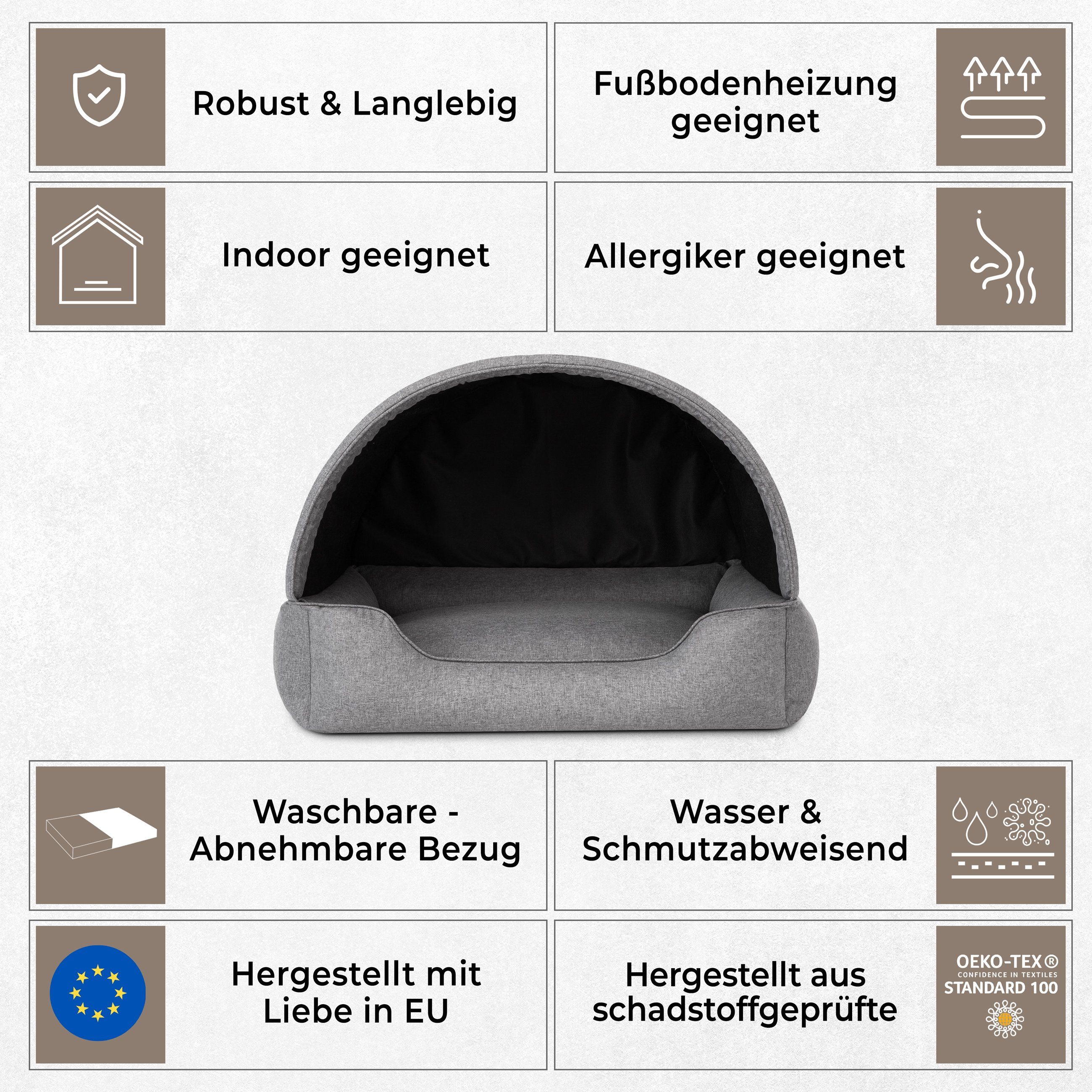 Bjird Hundehütte Tierhaus für Hunde und Katzen, kratzfeste Hundehöhle und Hundebett in einem, made in EU
