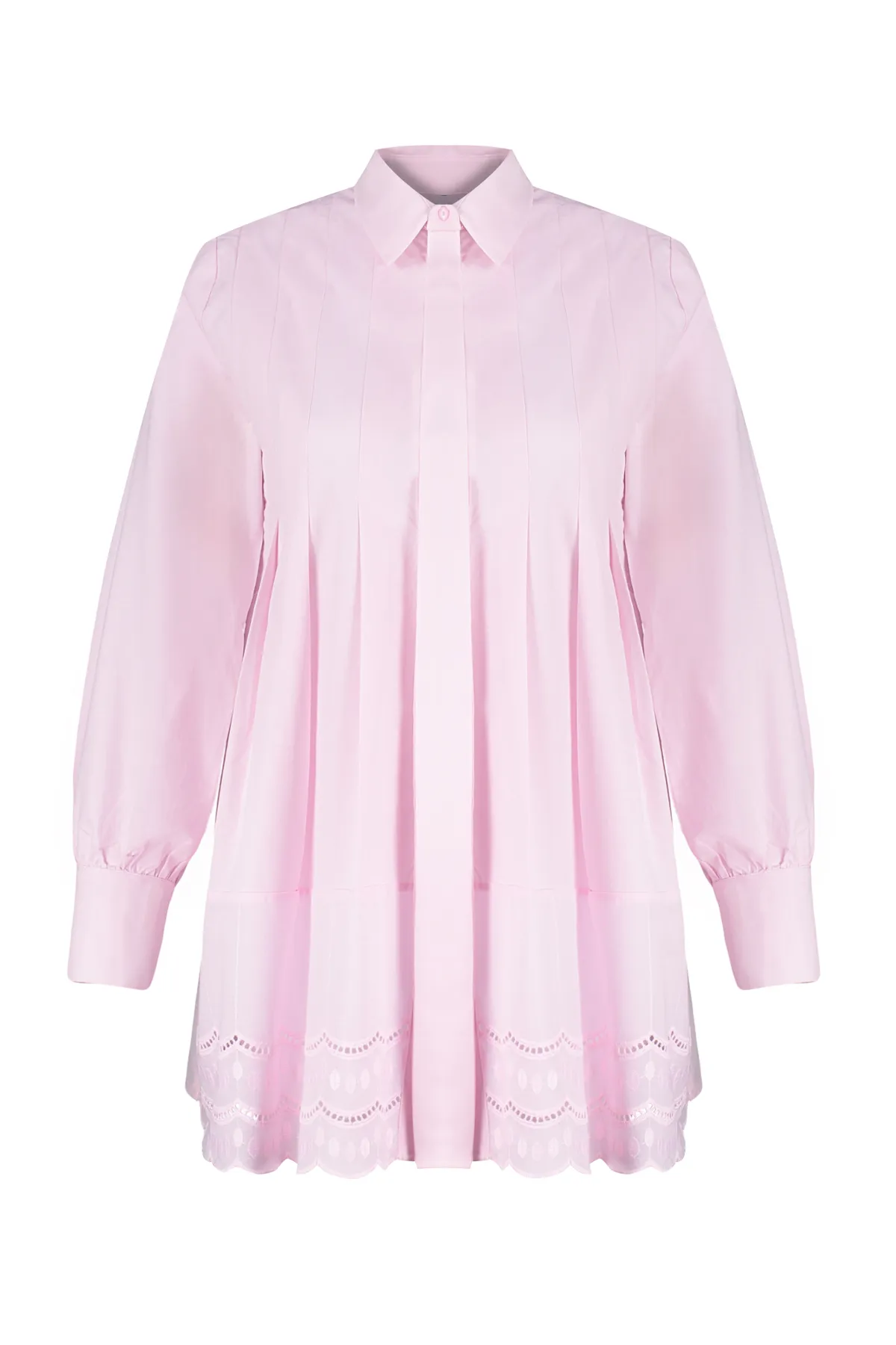 Trendyol Modest  Hellrosa Hemd aus gewebter Baumwolle mit Stickereidetail TCTSS24TG00017