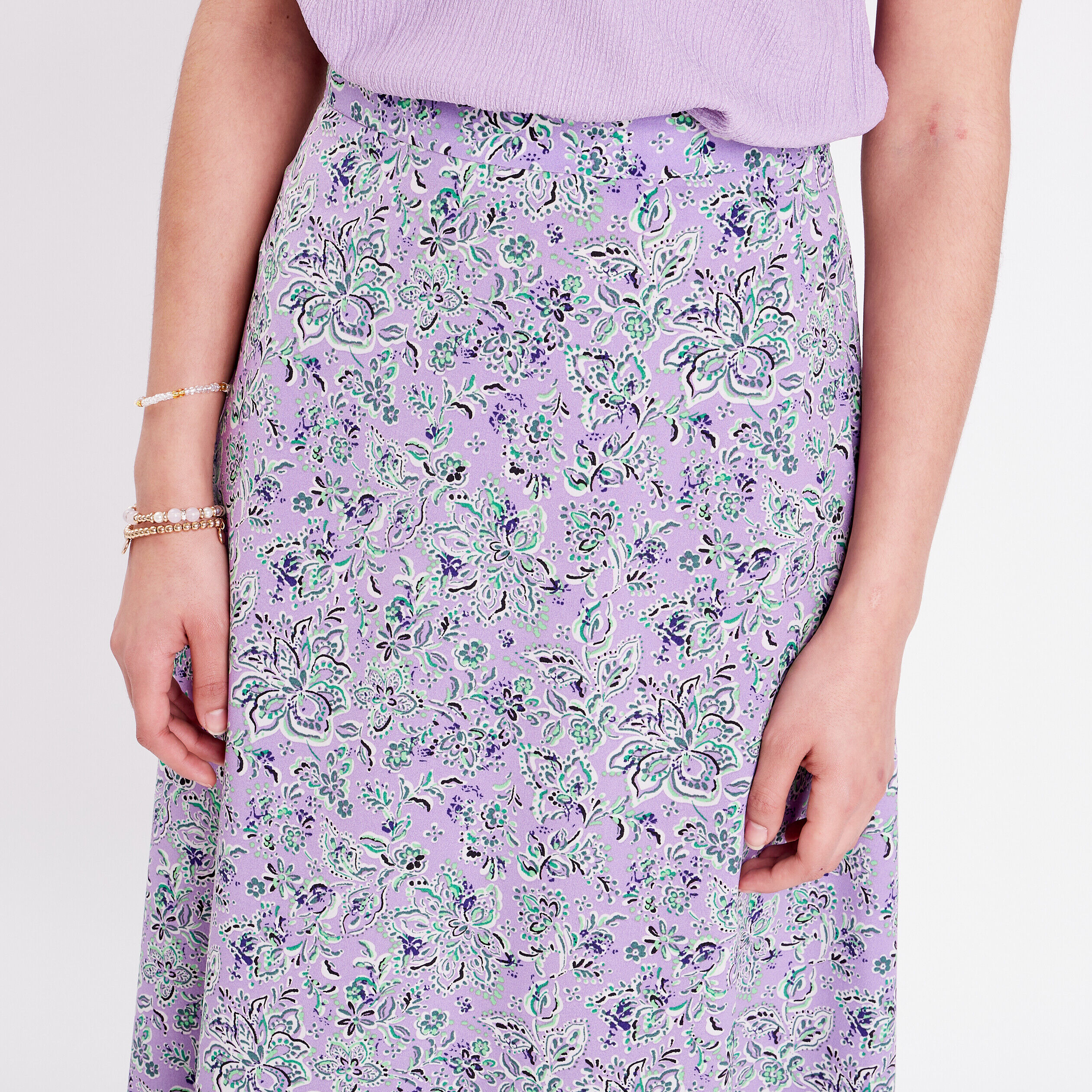 Jupe longue évasée violet femme | Cache Cache