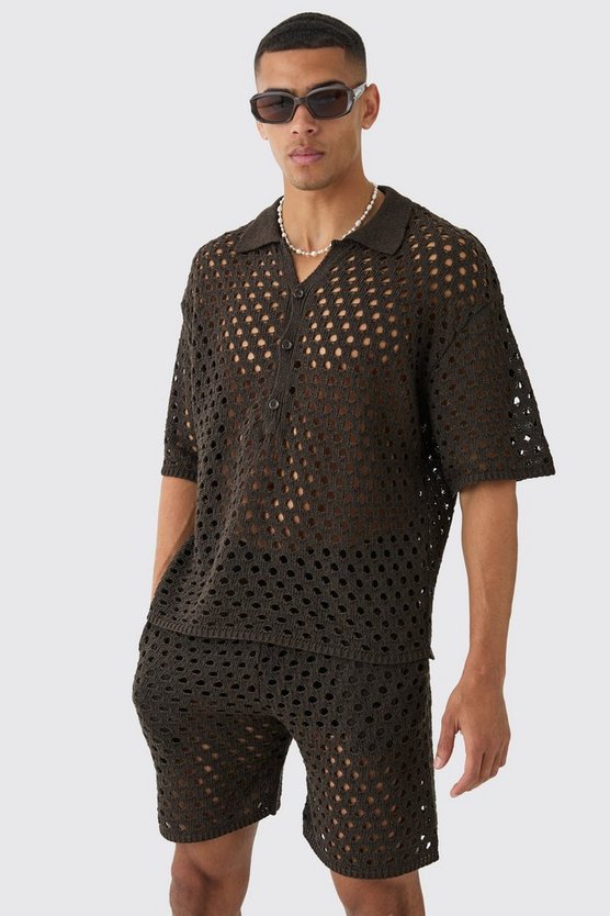 Oversize Shorts-Set mit Naht-Detail