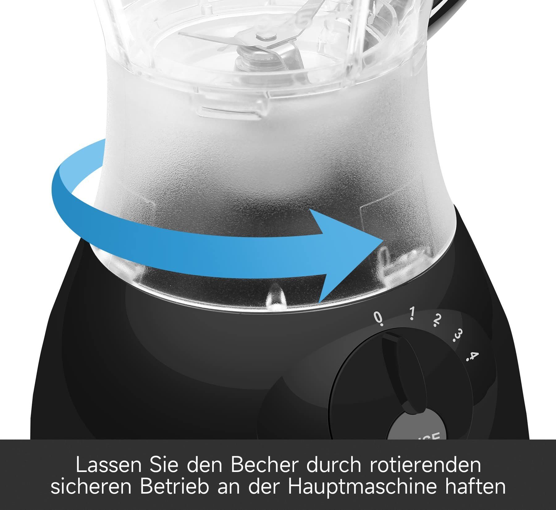 HOMELUX Standmixer 400w 1,5 L Kunststoff Mixer Smoothie Maker 3 in 1 Universal Blender, 400,00 W, 4 Geschwindigkeit, Impulsfunktion, Küchenmixer mit Stopfer