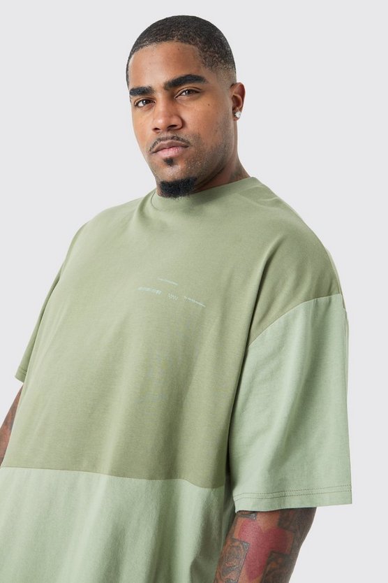 Plus Oversized Diagonal Colour Block T-shirt