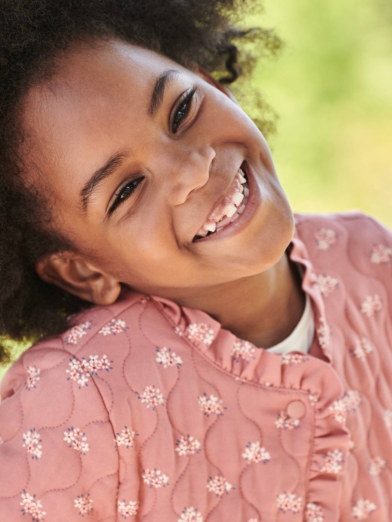 Veste matelassée imprimée fleurs fille tomette