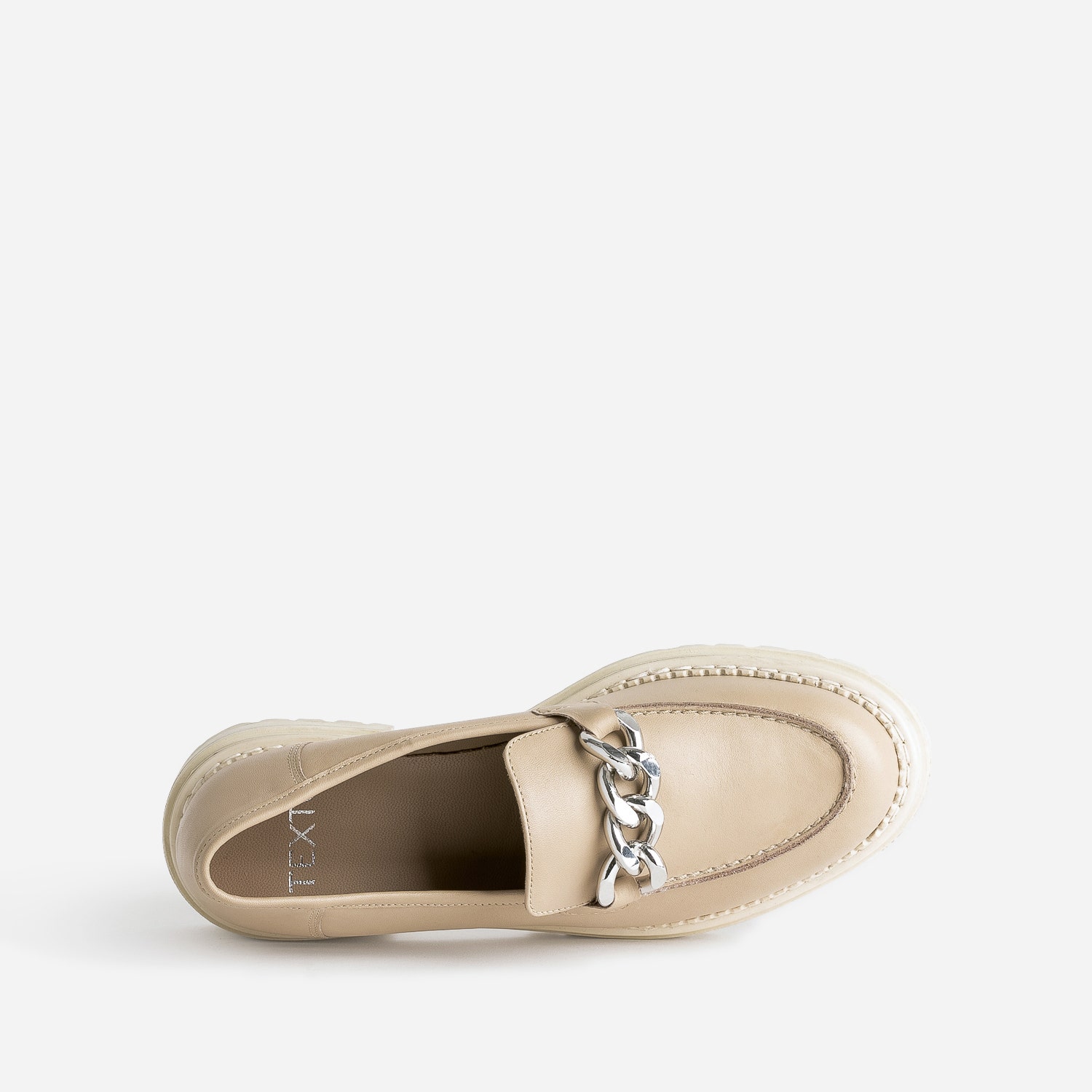 Mocassin TEXTO beige en cuir à semelle crantée