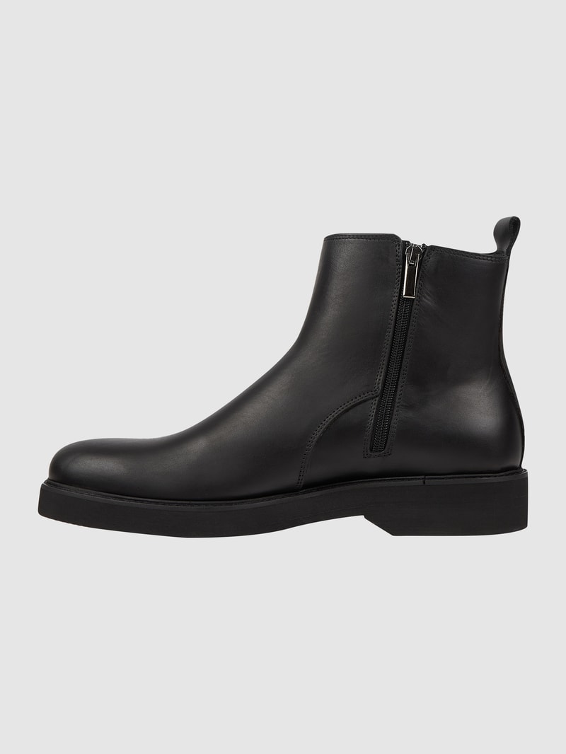 Lederboots mit Gummisohle in schwarz