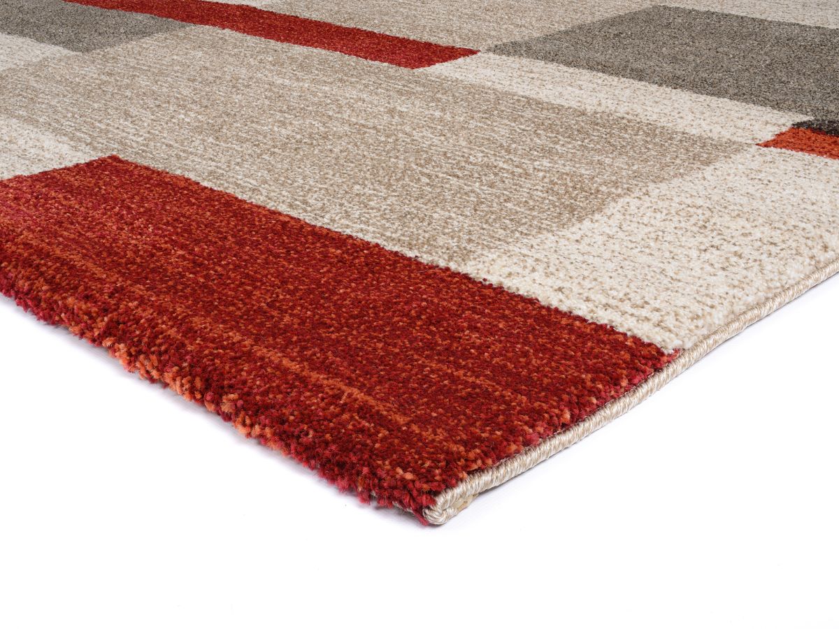Webteppich Castle Diamant Beige-Braun-Rot 65 x 130 cm