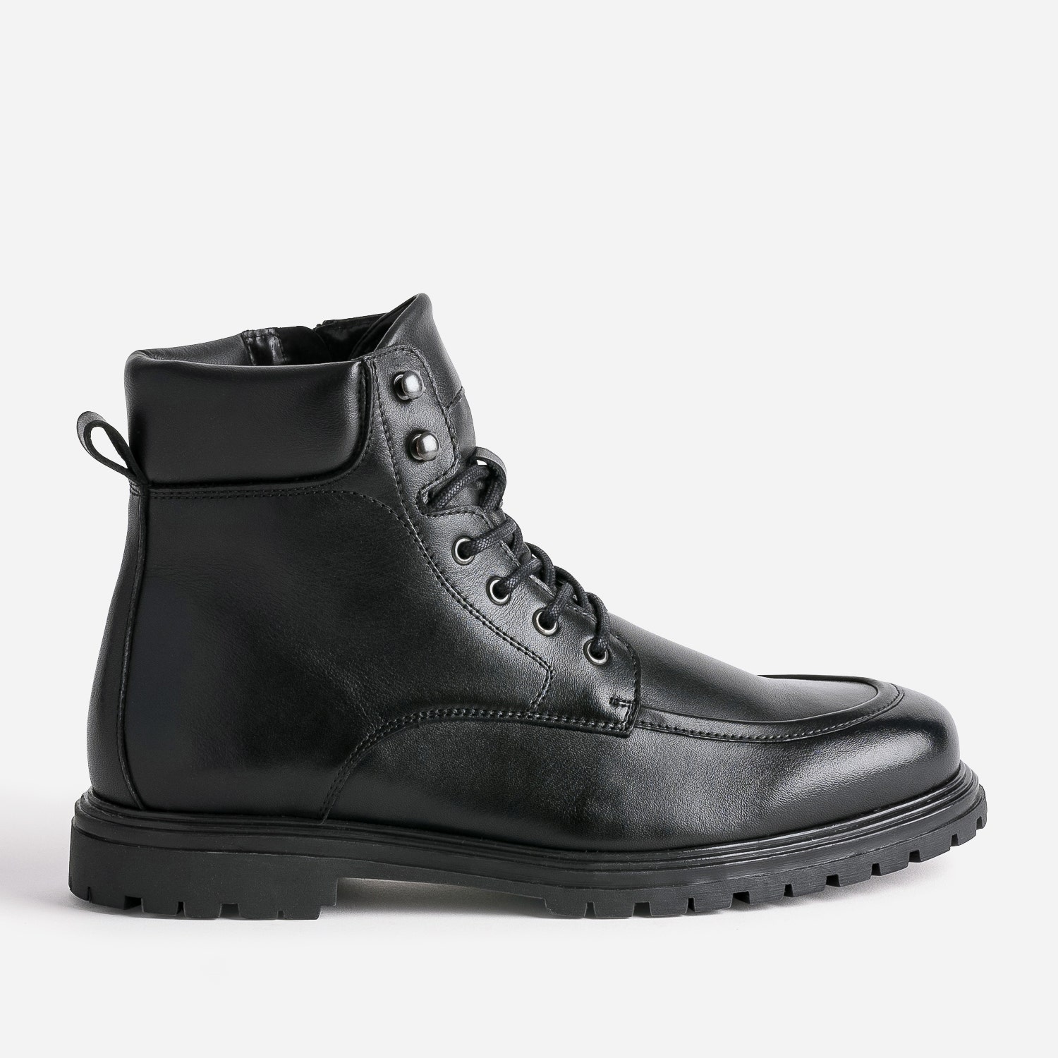 Boots à lacet noir en cuir