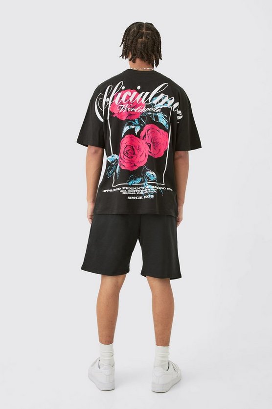 Oversize Shorts-Set mit floralem Print