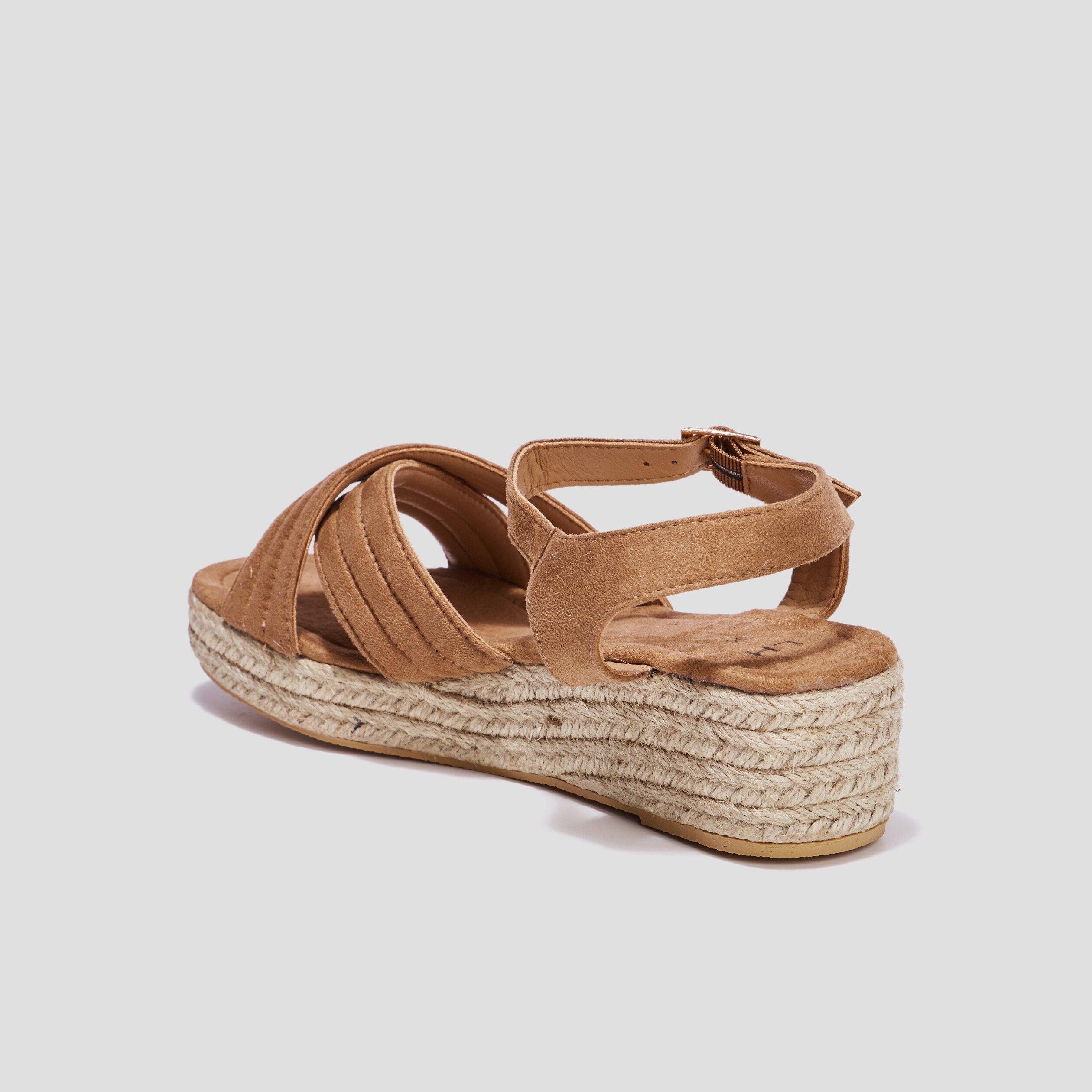Sandales compensées brides croisées sable femme | La Halle