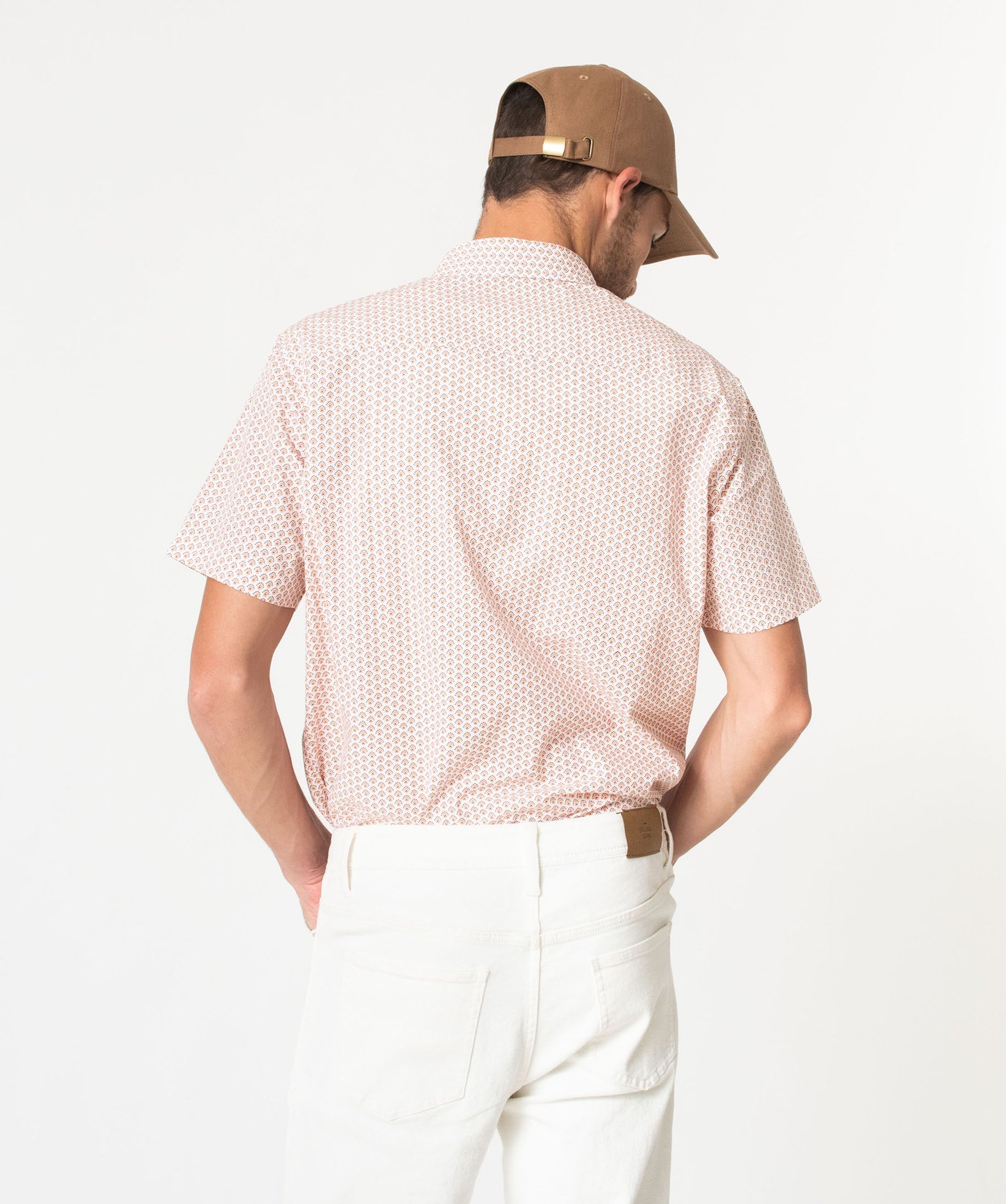 Chemise droite à manches courtes à petits motifs homme imprime | GEMO