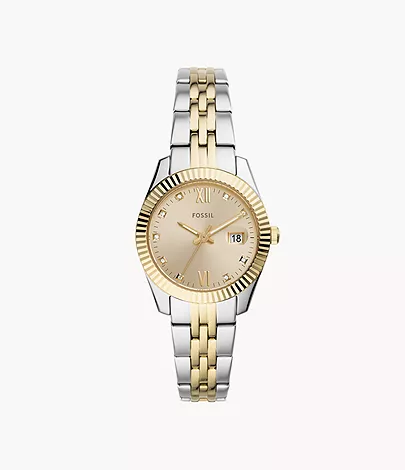 Fossil Uhr Scarlette Mini 3-Zeiger-Werk Datum Edelstahl Bicolor
