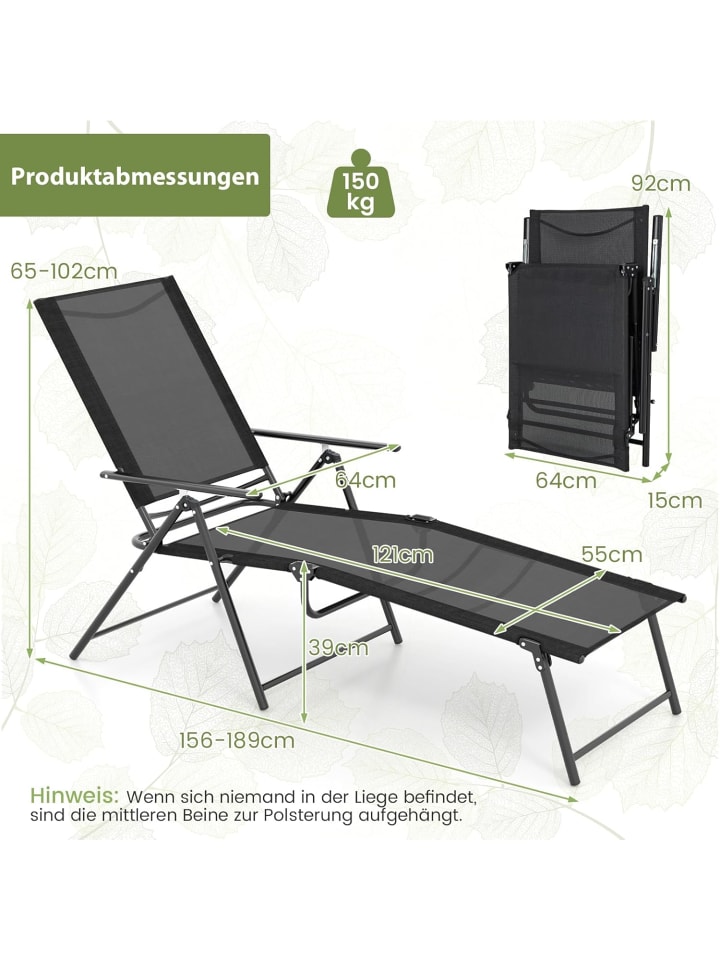 COSTWAY 2er Set Sonnenliege klappbar in Schwarz günstig kaufen onesize