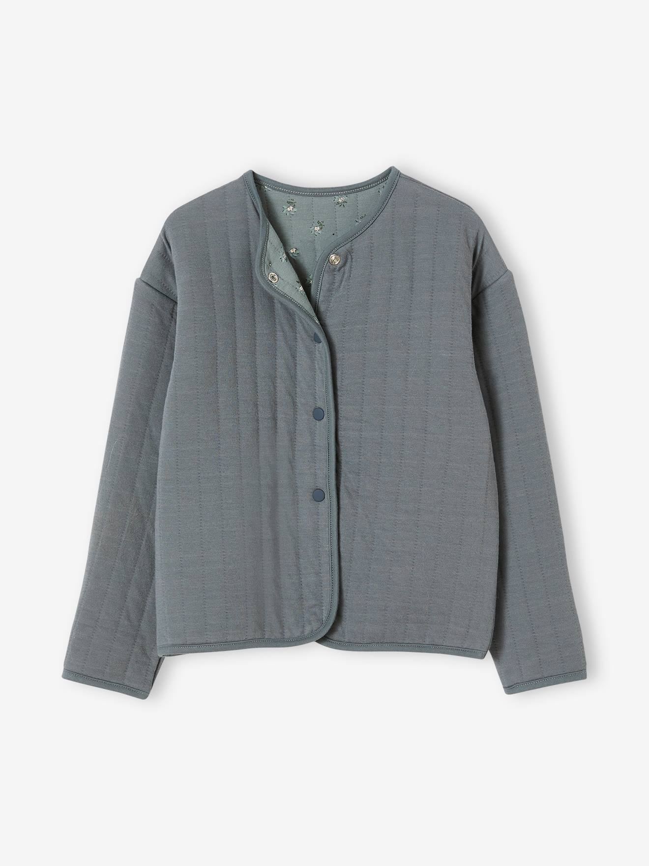 Gilet quilté réversible fille gris ardoise