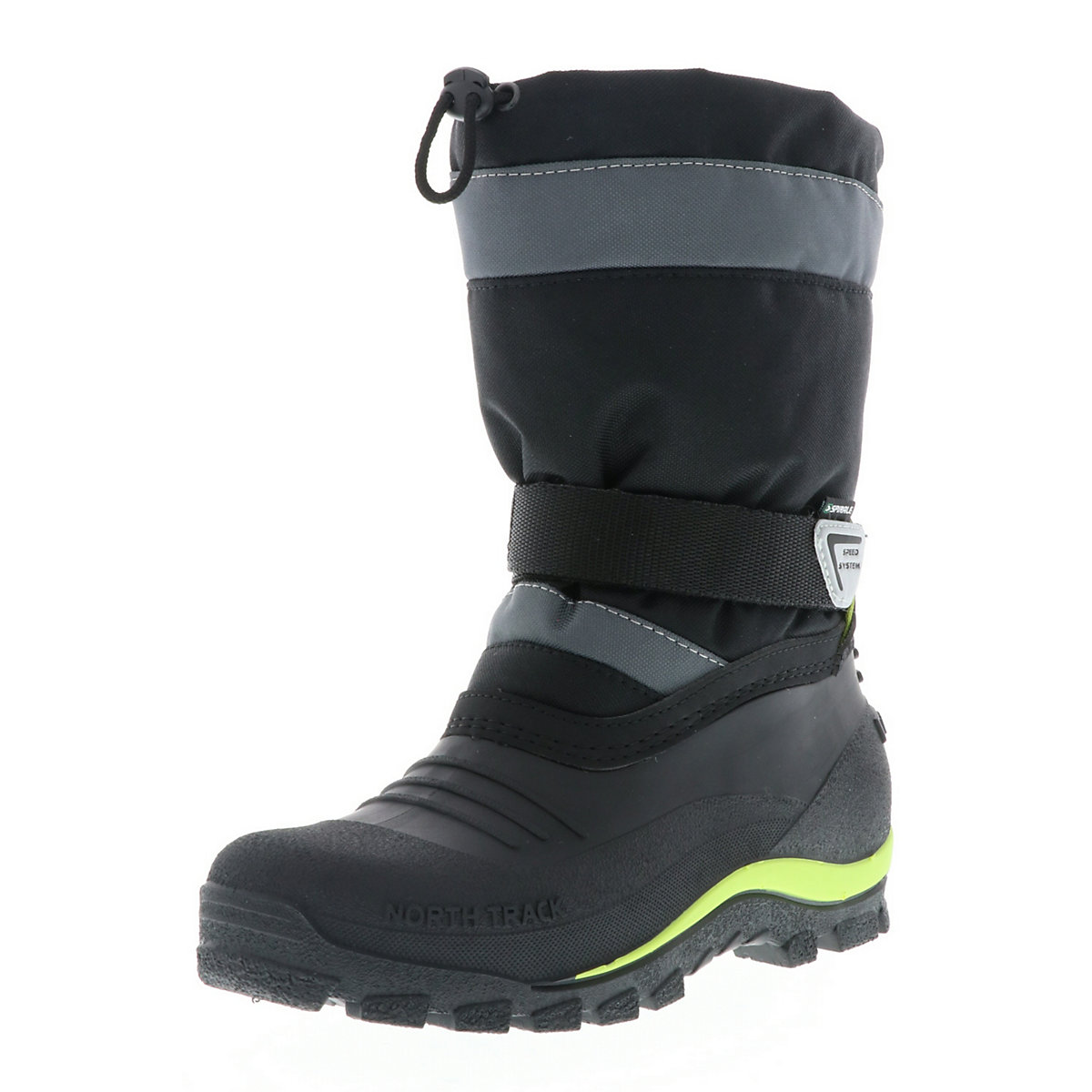 SERAK Kinder Jungen Mädchen gefütterter Winterstiefel Snowboots Klettverschluss schwarz