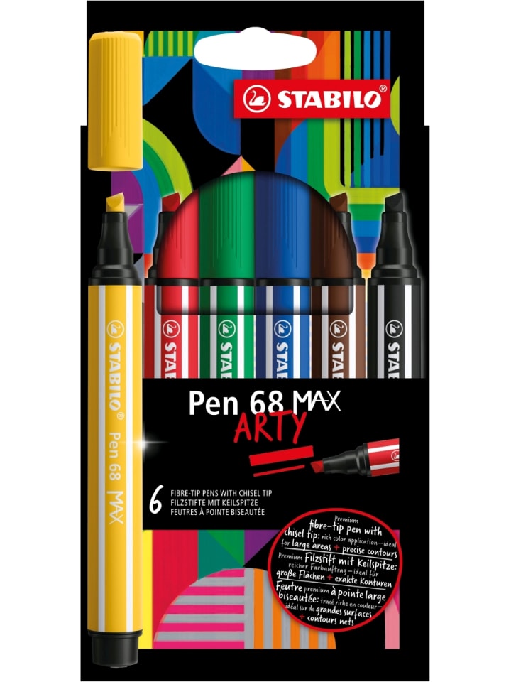 STABILO Fasermaler Pen 68 Max Keilspitze Etui Arty Packung mit 6 Stifte günstig kaufen onesize