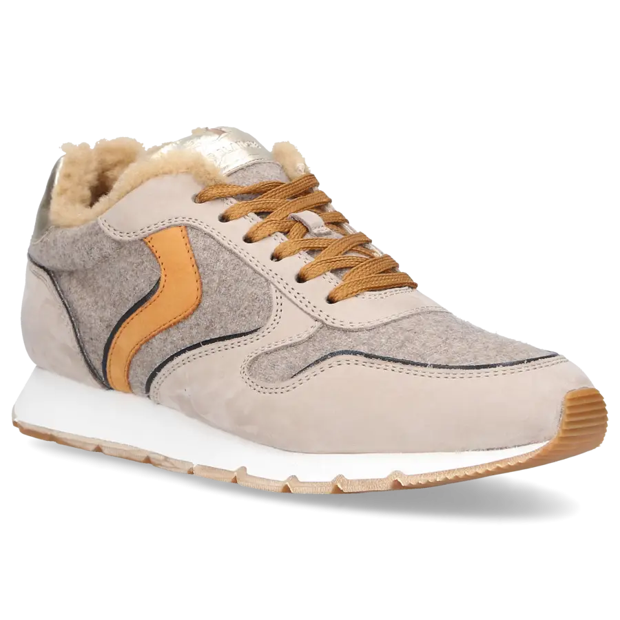 VOILE BLANCHE - Sneaker low JULIA FUR Nubukleder - beige
