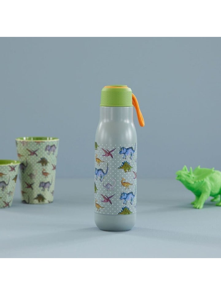 Rice Rostfreie Stahl Flasche New Dino Print in graublau günstig kaufen onesize