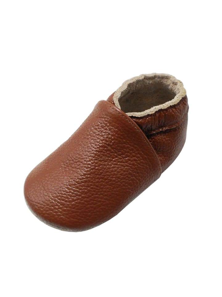 Yalion Leder-Krabbelschuhe in Dunkelbraun günstig kaufen