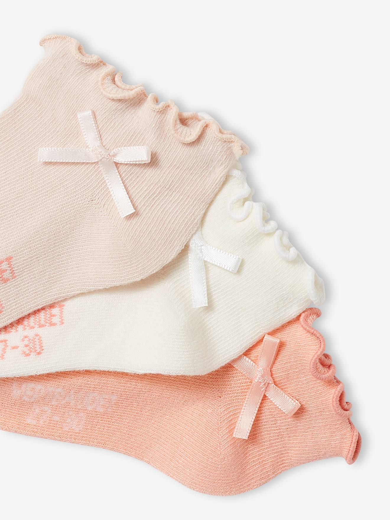Vertbaudet 3er-Pack festliche Mädchen Socken Oeko-Tex - rosa nude