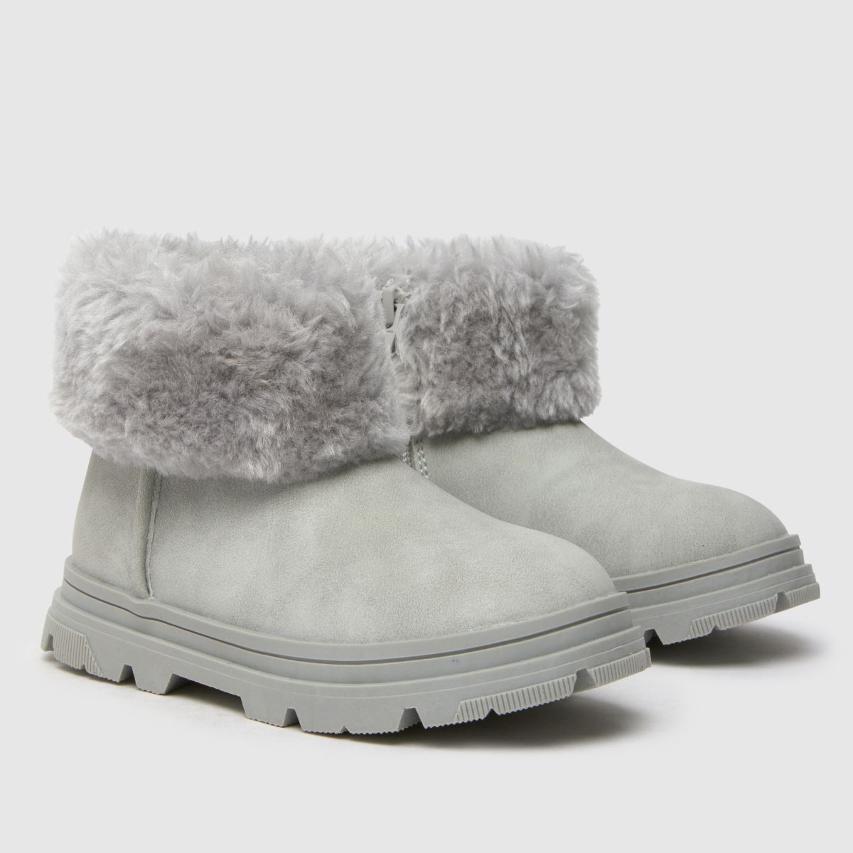 Dívčí batolecí kozačky schuh šedé barvy s třešňovou kožešinou a manžetou