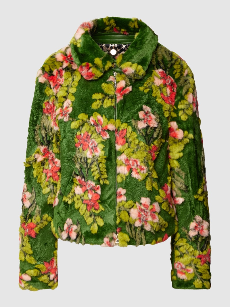 Jacke aus Kunstfell im Allover-Look in grün