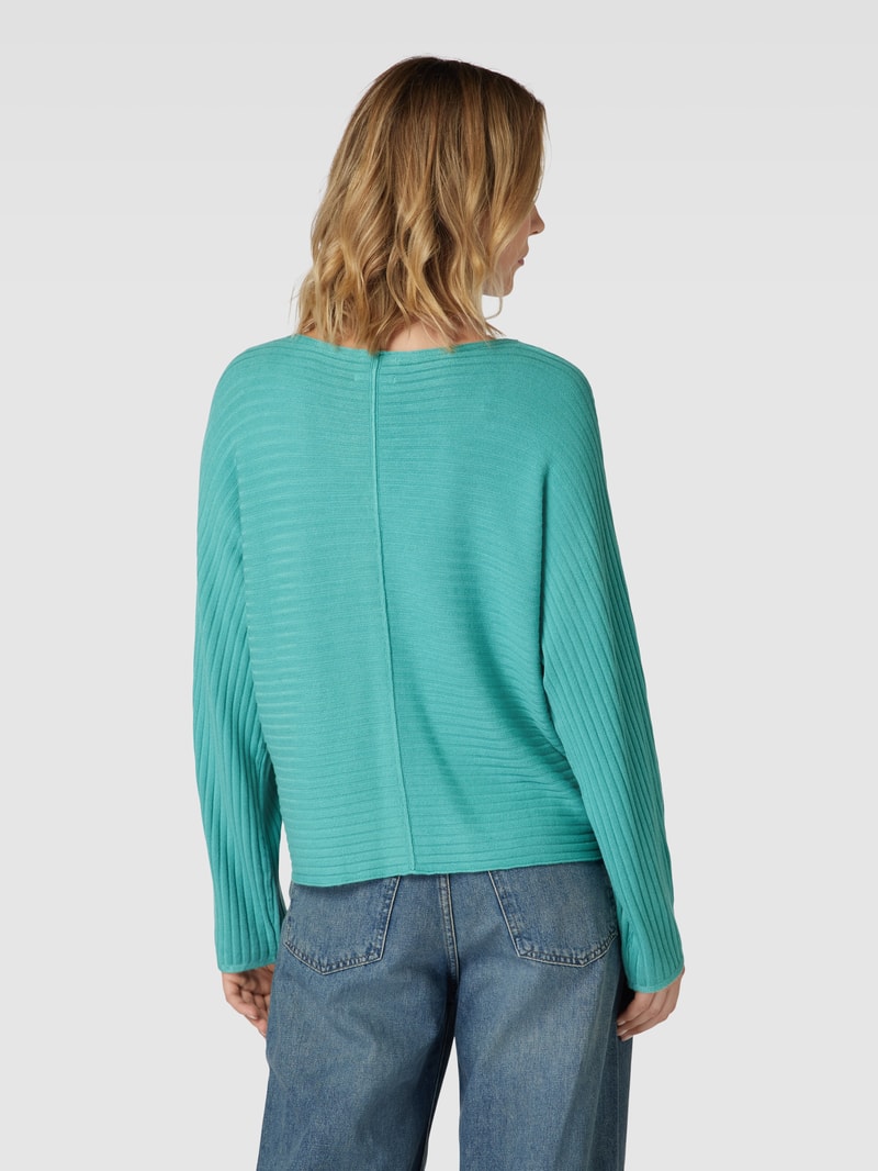 Strickpullover aus Viskose-Mix mit Rippenstruktur in petrol