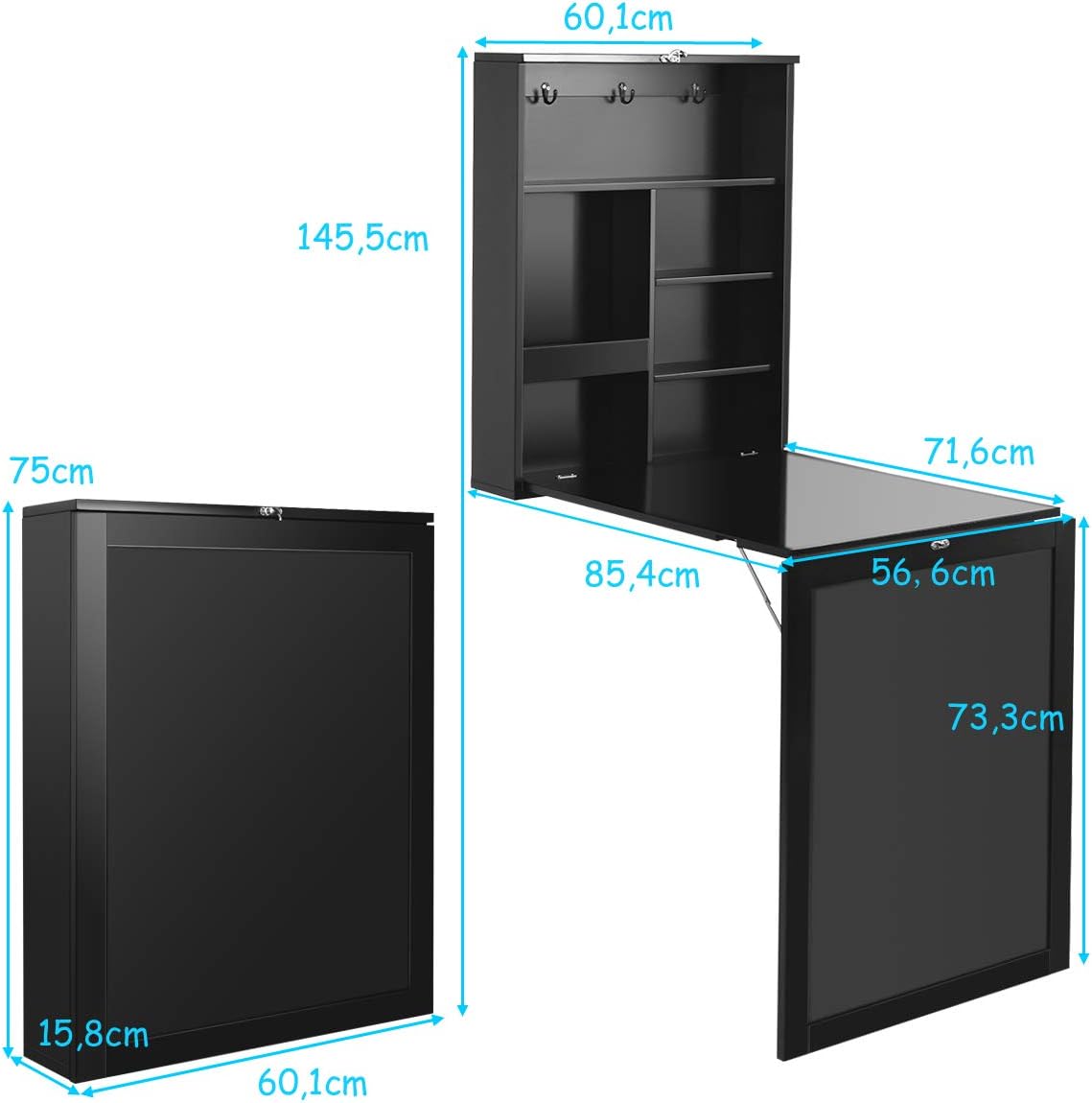 Costway COSTWAY Wandtisch klappbar, Wandklapptisch
