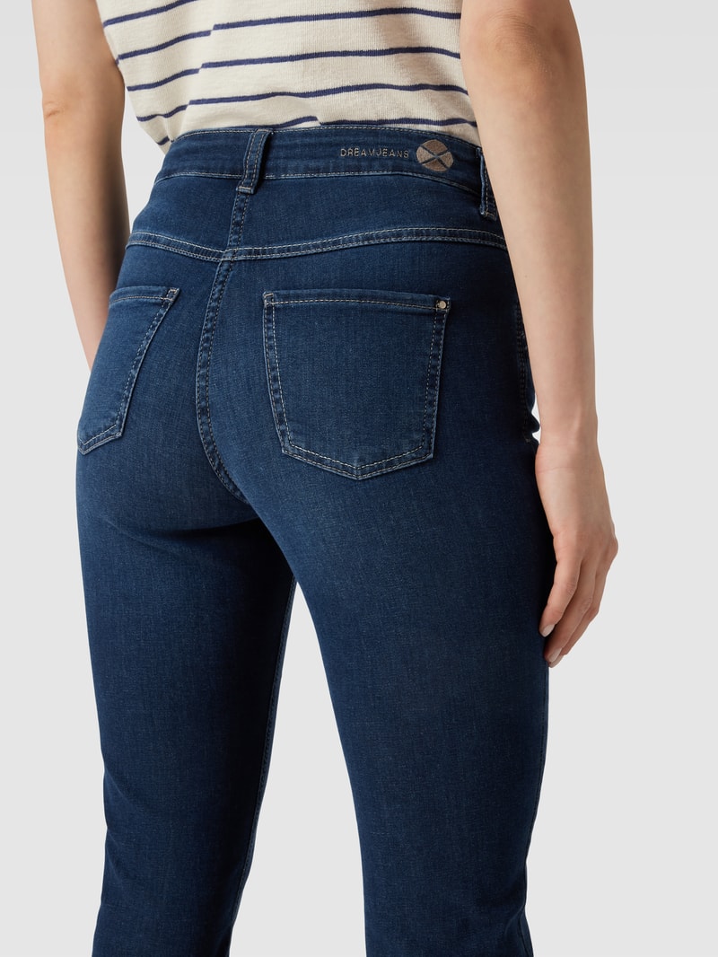 Caprijeans mit Ziernähten Modell 'DREAM' in blau