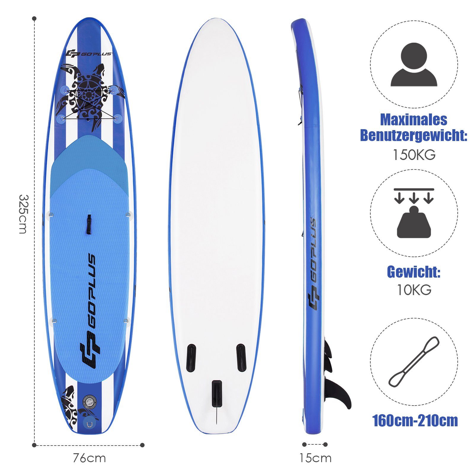 COSTWAY SUP-Board Stand Up Paddling Board, mit Sitz, bis 150kg