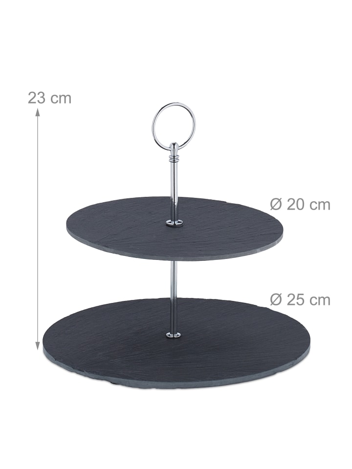 relaxdays Etagere in Anthrazit/ Silber - (H)23 x Ø 25 cm günstig kaufen onesize