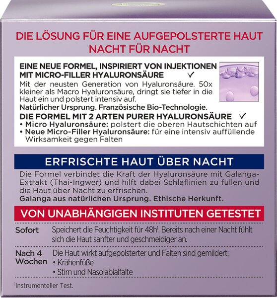 L'Oréal Paris Revitalift Filler [+Hyaluronsäure] Intensiv Aufpolsternde Anti-Age Nachtpflege Nachtcreme