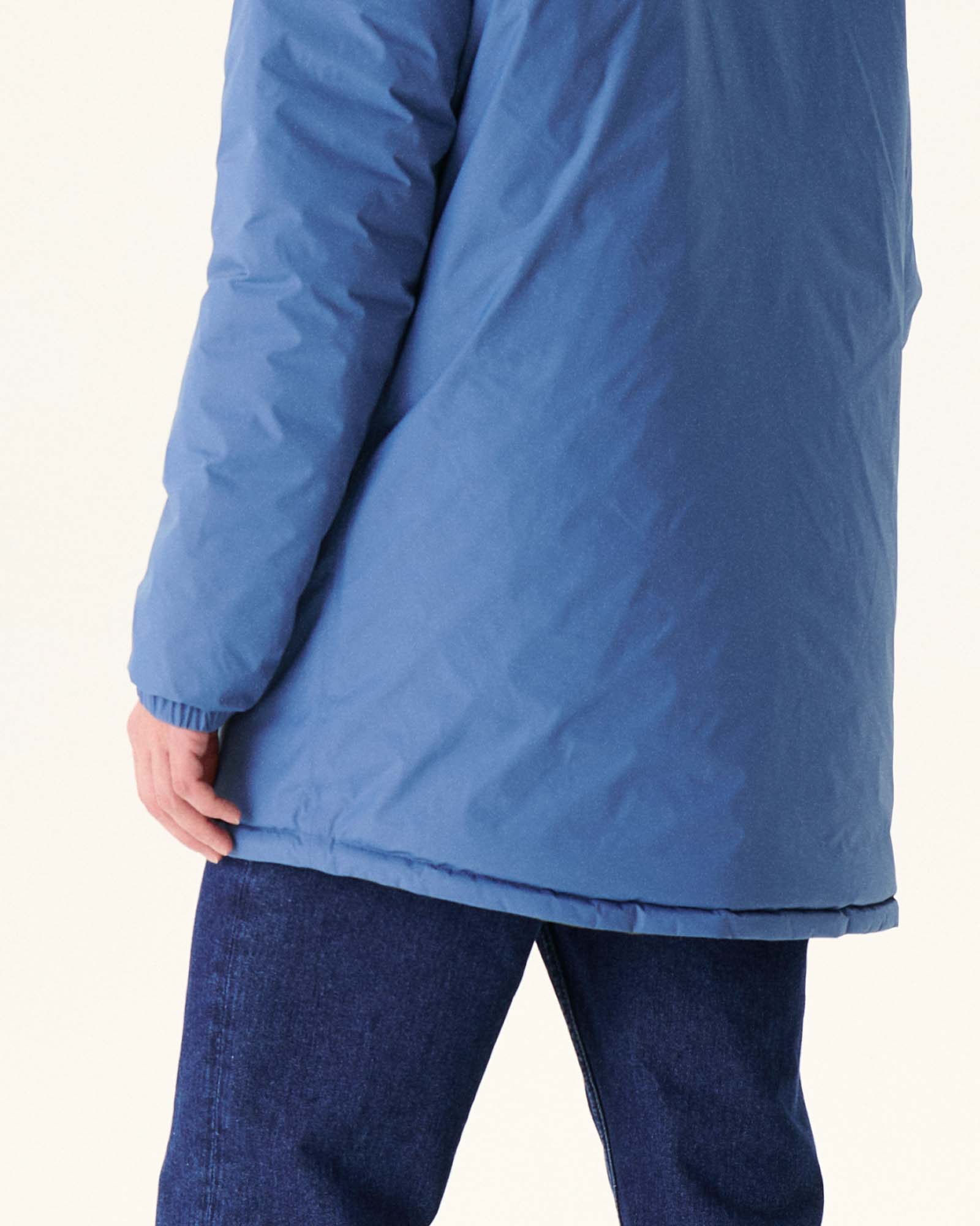 Doudoune longue réversible à capuche Bleu jeans/Army Amsterdam