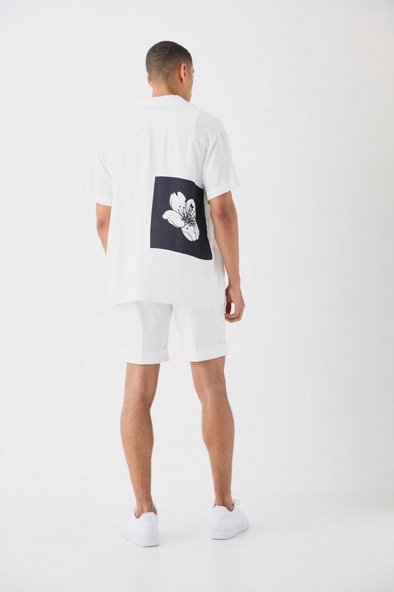 Oversize Viskose-Hemd mit Blumen-Print