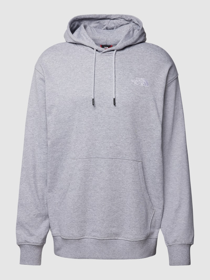 Hoodie mit Label-Stitching in hellgrau meliert