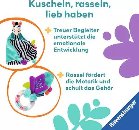 Play+ Fühlen, rasseln, spielen (Geschenk-Set: Zebra) - Babyspielzeug ab 0 Monaten
