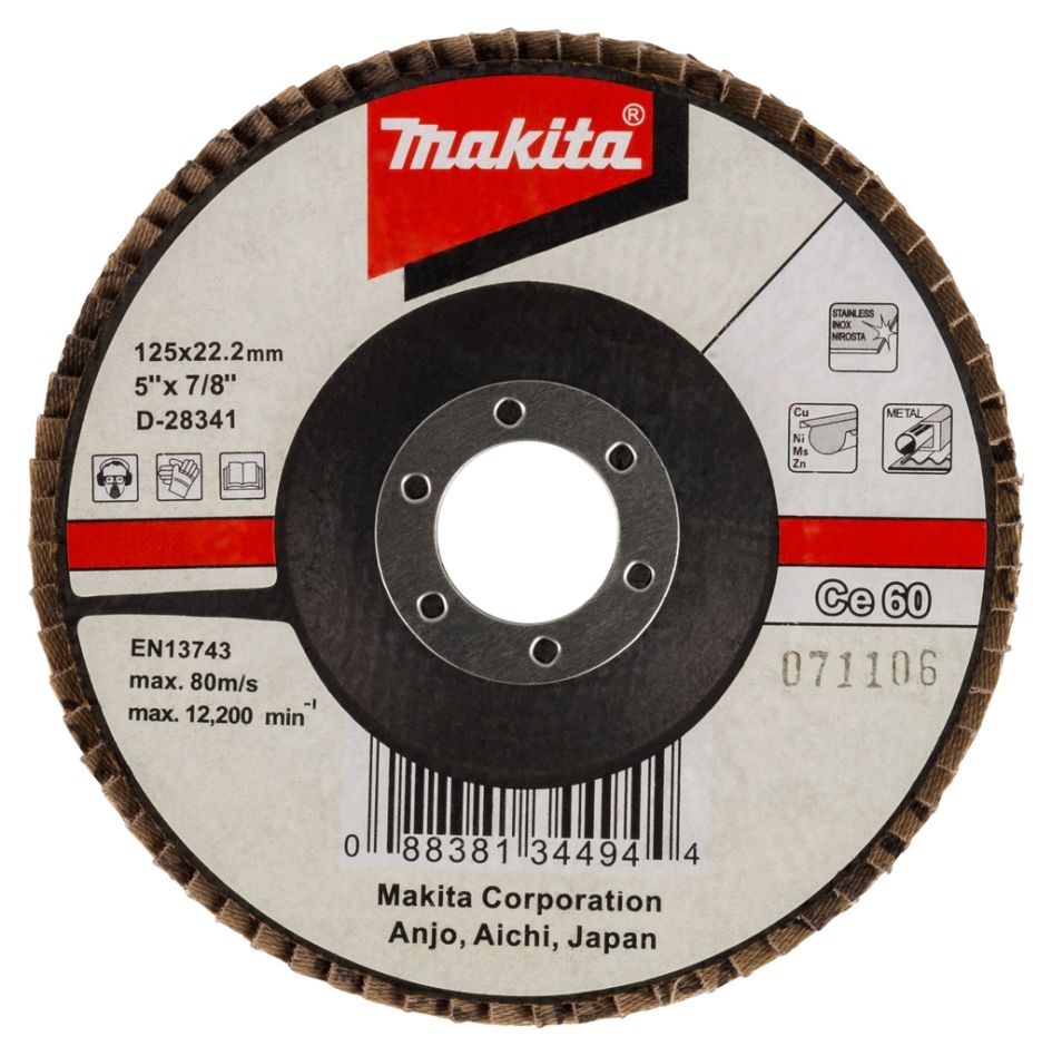 Makita Zubehör D-28341 Lamellenschleifscheibe 125x22 K60