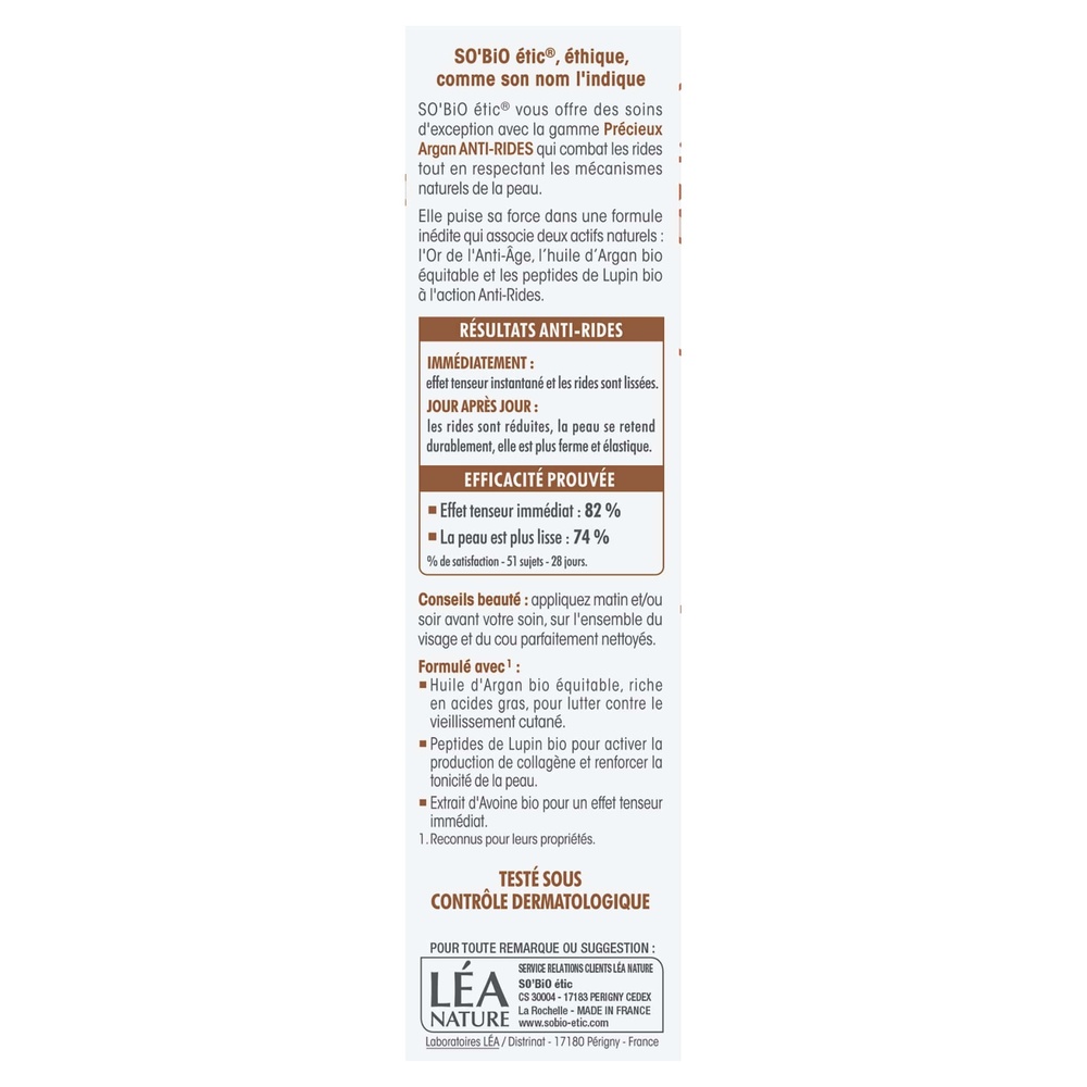 LÉA NATURE SO BiO étic Sérum lissant Anti-Rides, Précieux Argan Sérum