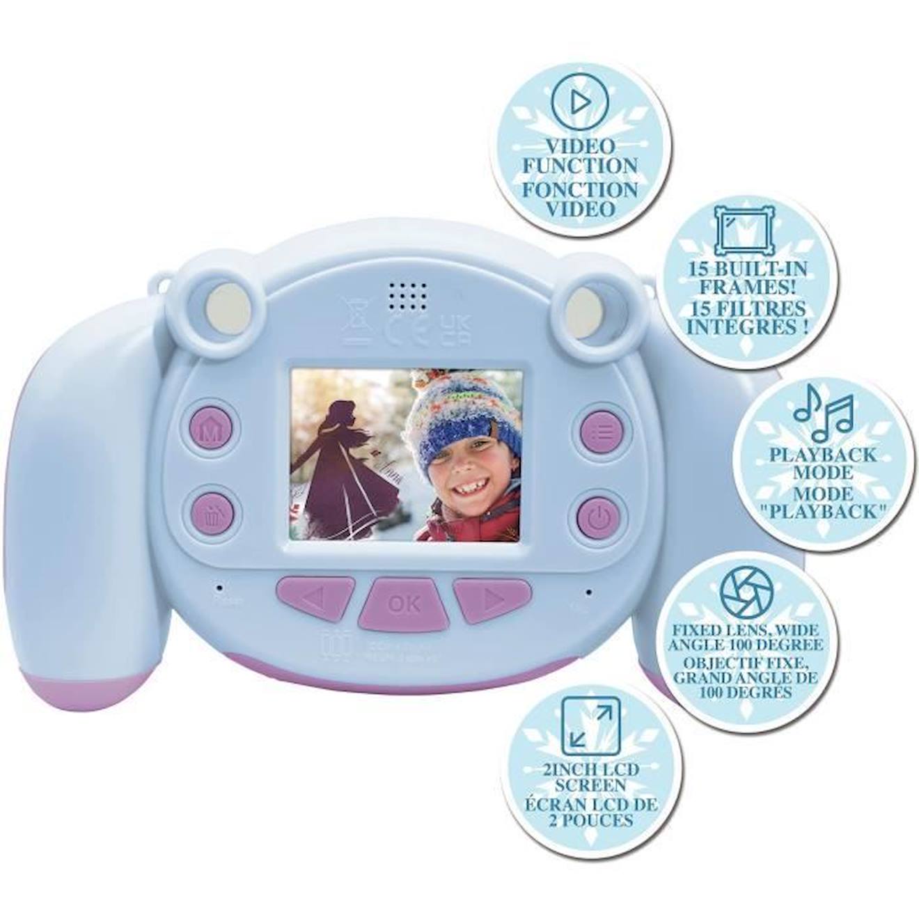 APN enfants La Reine des Neiges avec fonction photo et vidéo violet