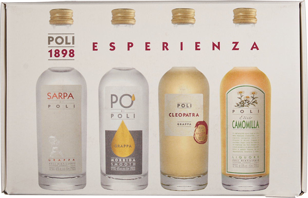 Poli 4er-Set Grappa Esperienza je 50ml im Geschenkkarton