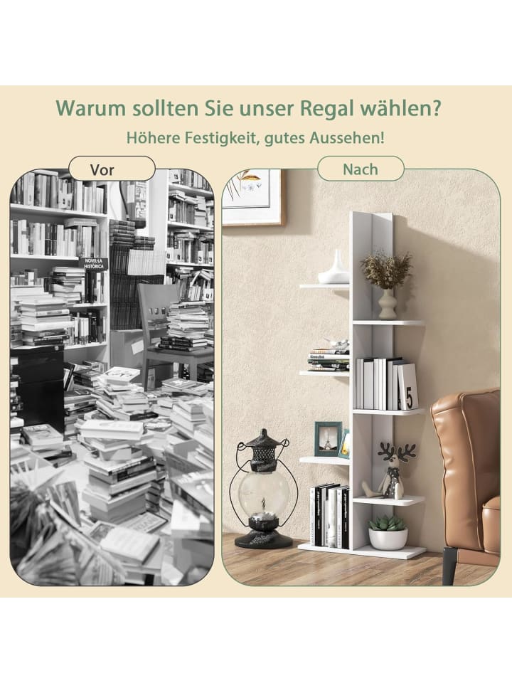 COSTWAY Bücherregal in Baumform 50x20x141cm in Weiß günstig kaufen onesize