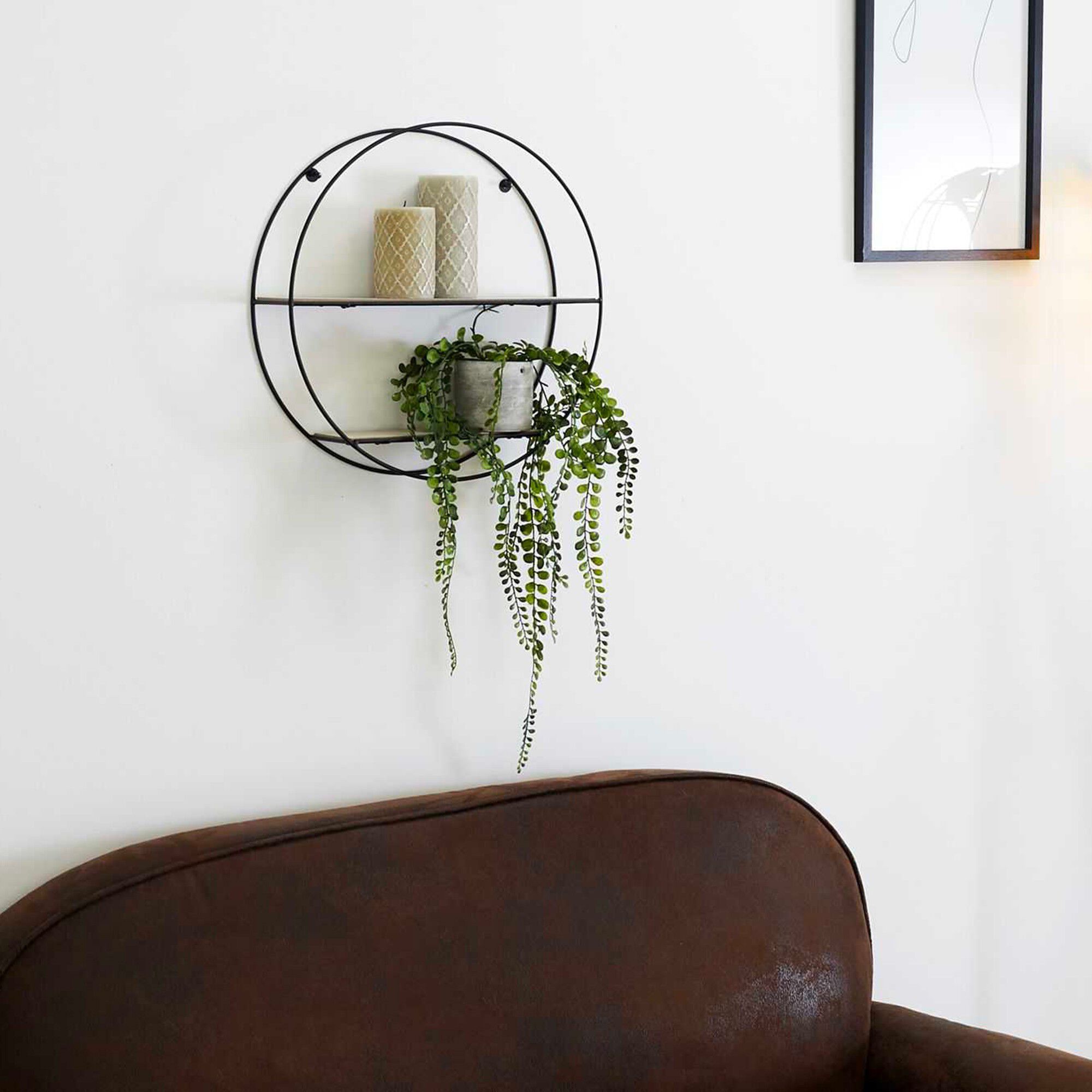 Etagère ronde en métal et bois