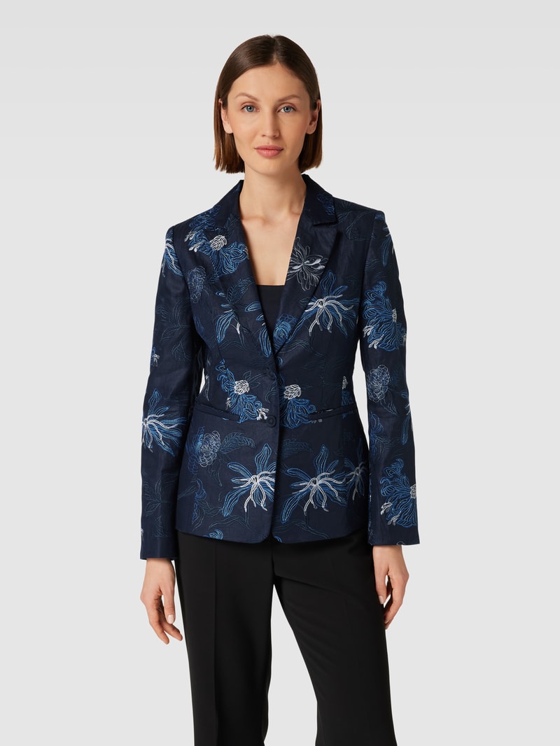 Blazer mit Allover-Print in marineblau