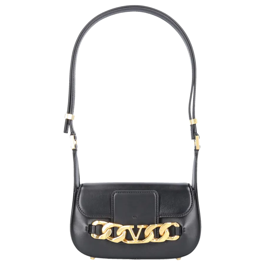 Valentino Garavani - Handtasche VLOGO CHAIN SMALL Kalbsleder - schwarz