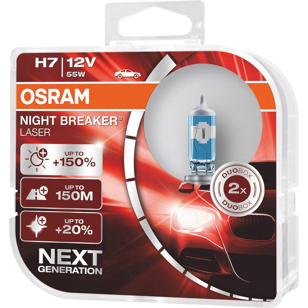 Osram KFZ-Ersatzleuchte OSRAM 64210NL-HCB Halogen Leuchtmittel Night Breaker® Laser Next Gener