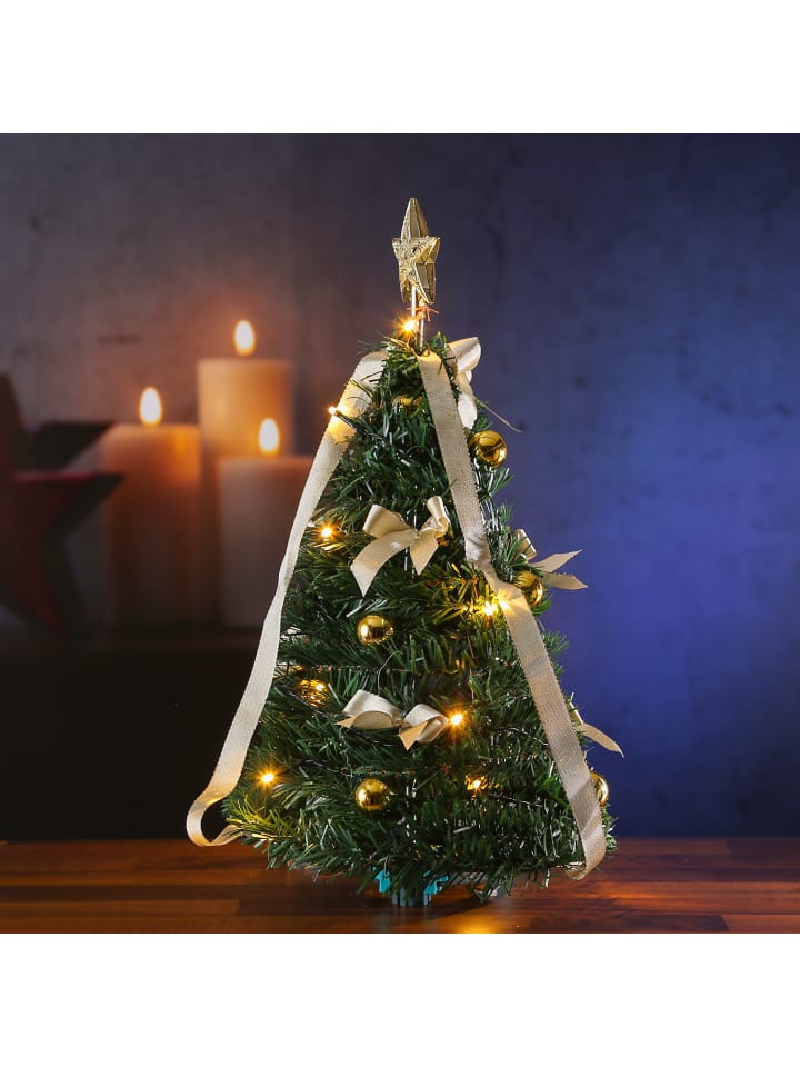 MARELIDA LED Mini Weihnachtsbaum dekoriert beleuchtet H: 50,5cm in grün günstig kaufen onesize
