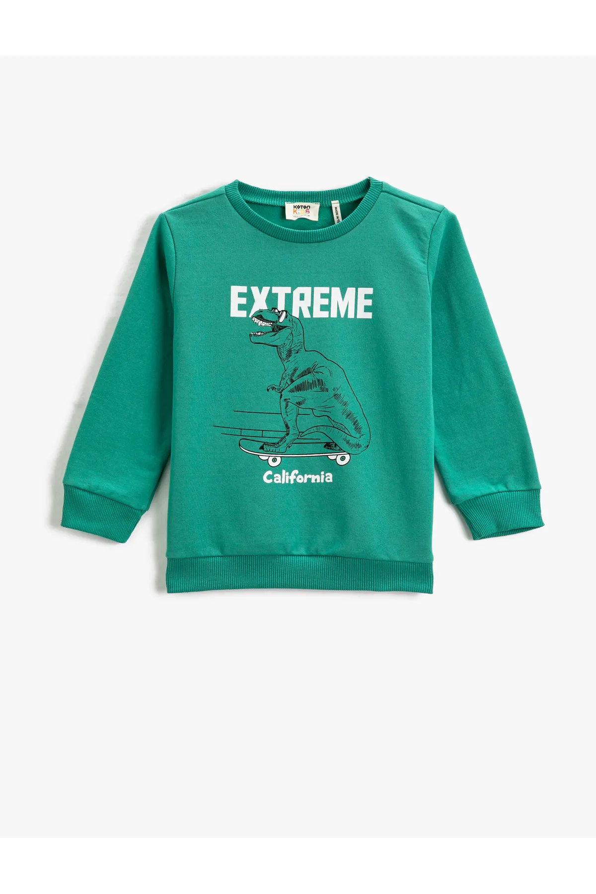 Koton  Sweatshirt mit Dinosaurier-Aufdruck, langärmlig und Rundhalsausschnitt